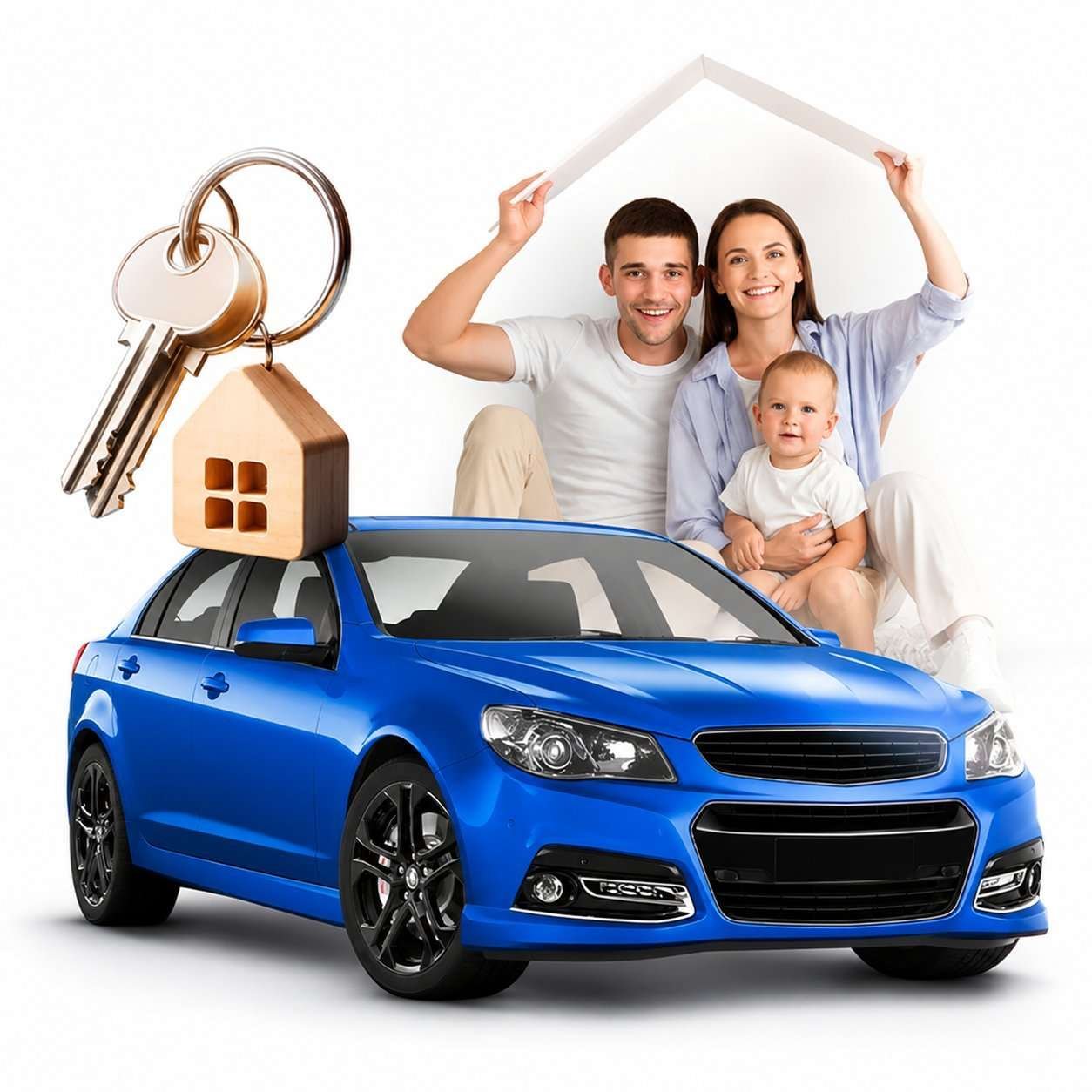 Família feliz caminhando sob proteção da Paraclitus